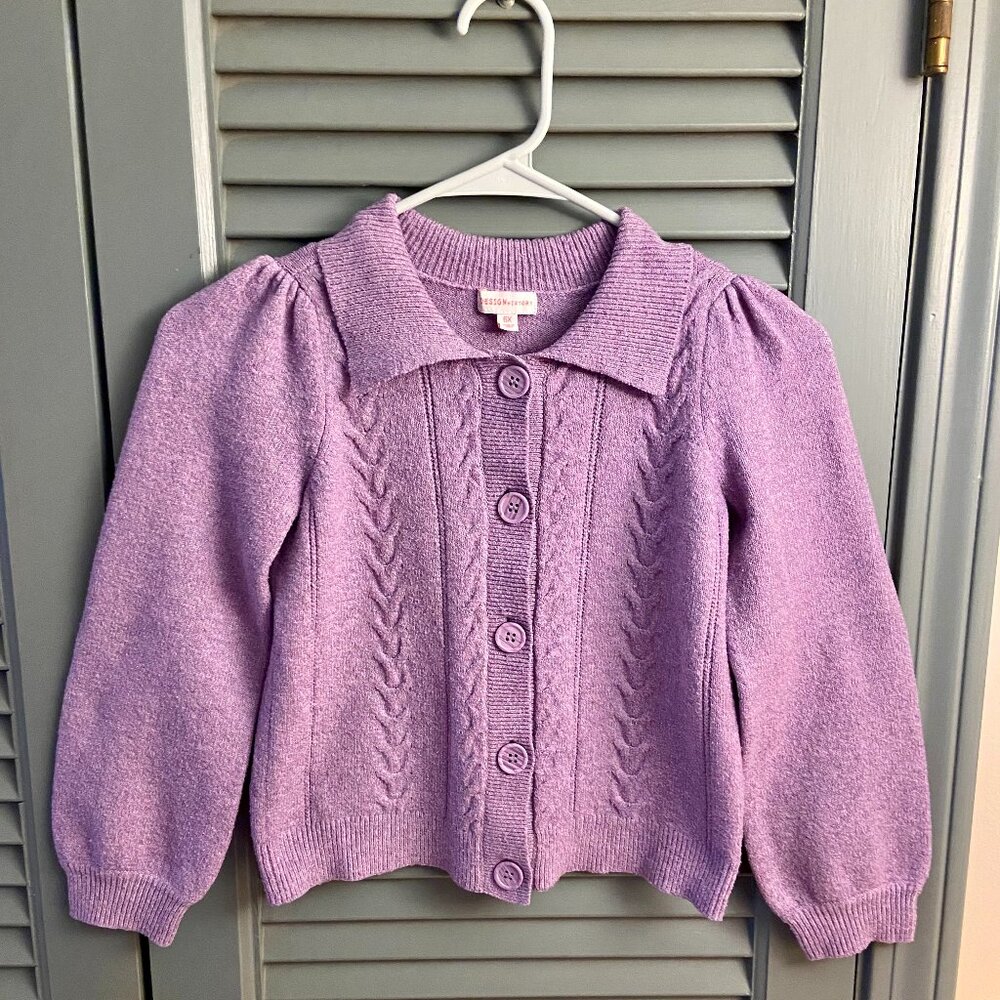Purple Button Up Girl's Sweater - Size 6X
